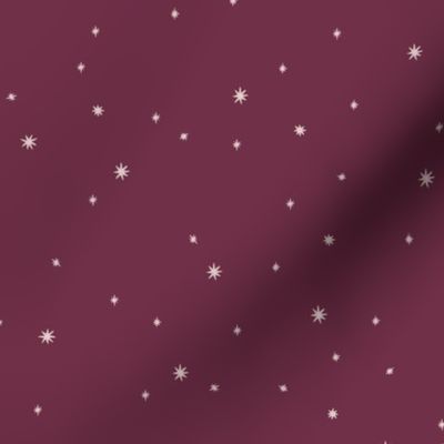 Realm of the cats night sky, ditsy stars coordinate - burgundy (#6f3048) - large