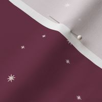 Realm of the cats night sky, ditsy stars coordinate - burgundy (#6f3048) - large