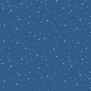 Realm of the cats night sky, ditsy stars coordinate - french blue (#325c89) - large