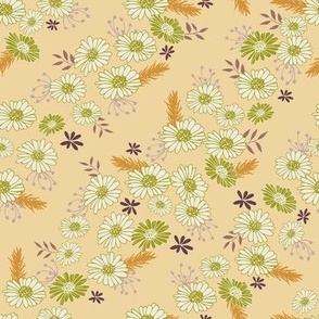 Small // Daisy Fields: Wildflowers, Leaves, Vines - Sunlight Yellow
