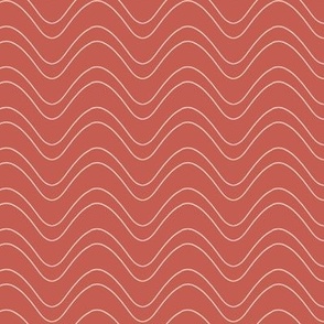 Medium // Wandering Rivers: Wavy Horizontal Stripes - Burnt Sienna Red