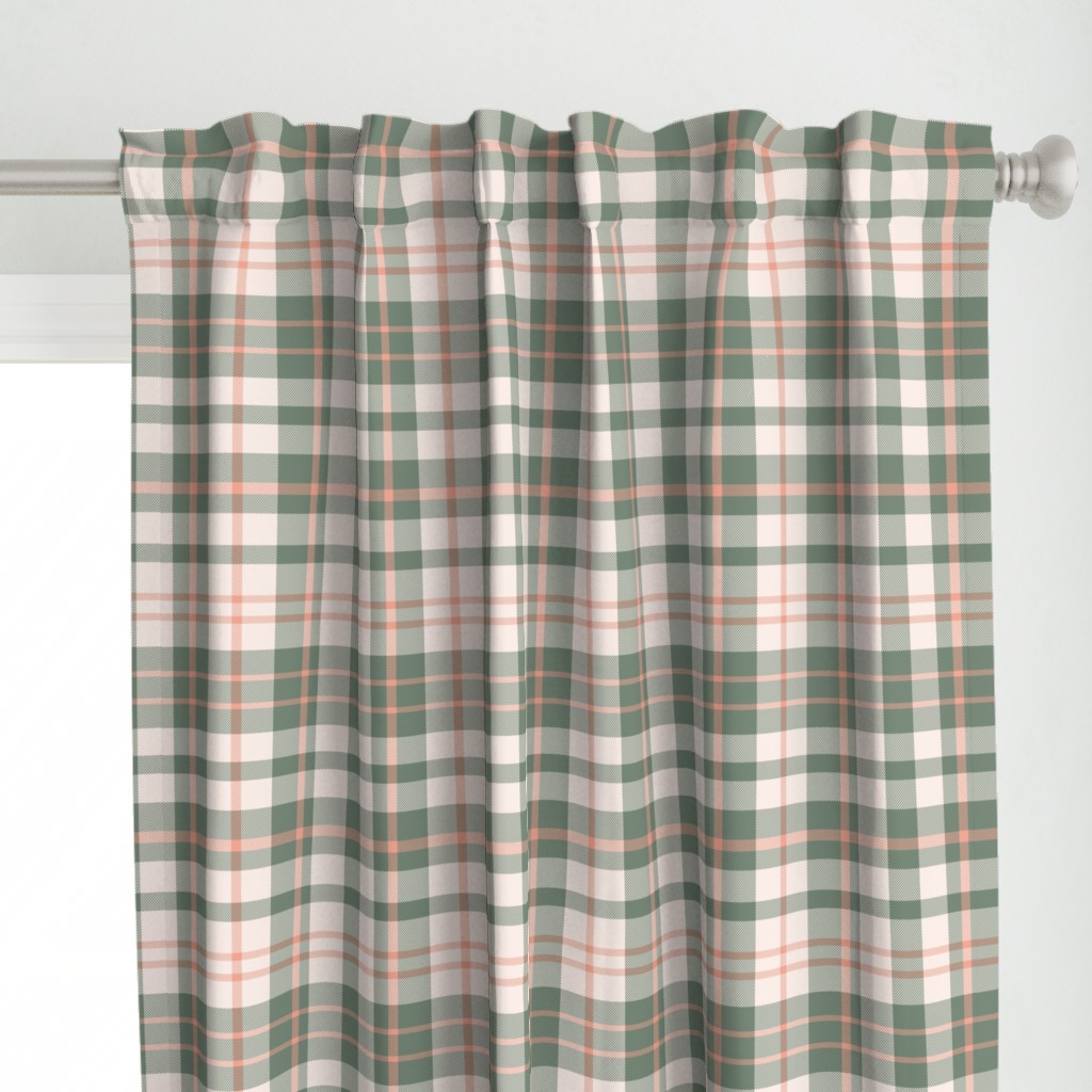 Modern Sage Green Plaid Tartan Pink Accents