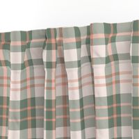 Modern Sage Green Plaid Tartan Pink Accents