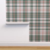 Modern Sage Green Plaid Tartan Pink Accents