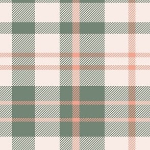 Modern Sage Green Plaid Tartan Pink Accents