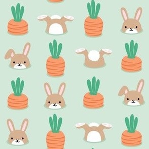 bunnies in the garden - green - Spring Easter - LAD23