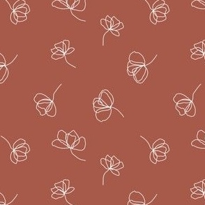 Small // Flower Doodles: Simple Flowing Line Drawing Florals - Bruschetta Pink