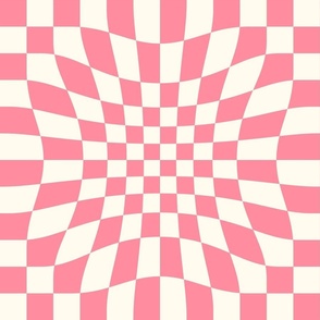 Pink Warped Checkered Print