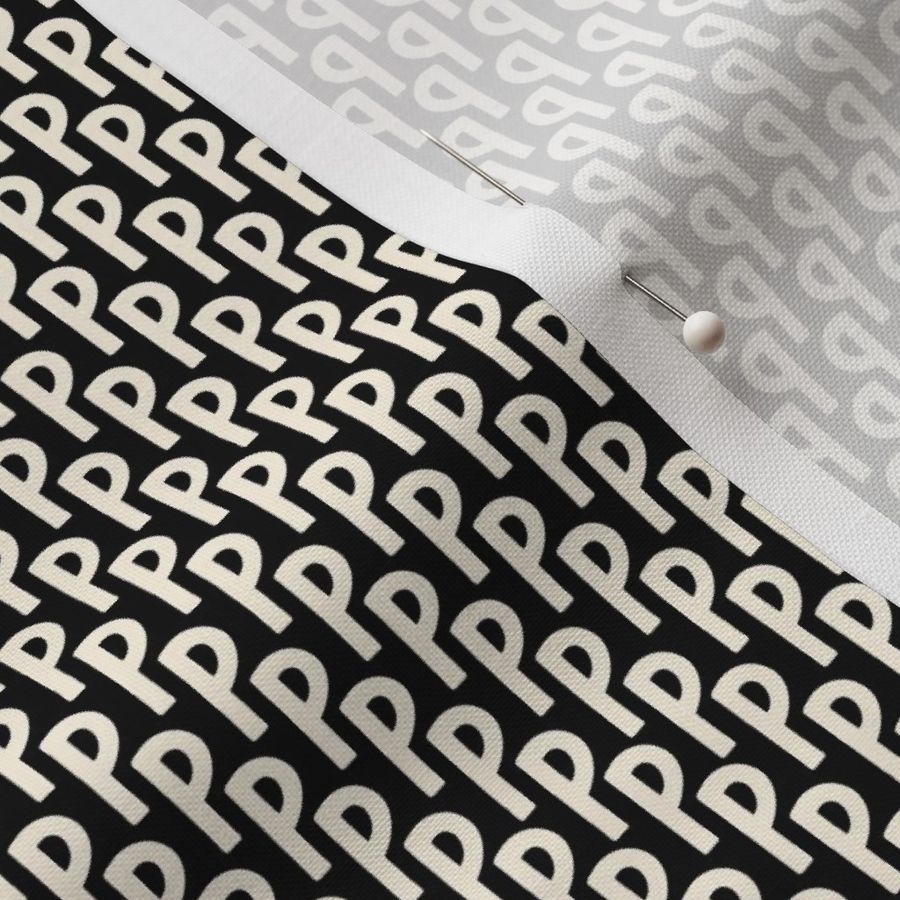 Letter P Alphabet Print Black Cream