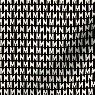 Letter M Alphabet Print Black Cream