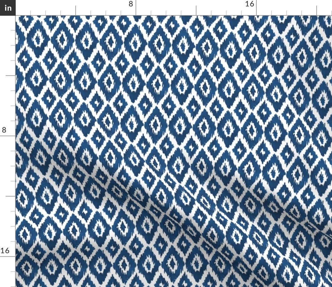 Small Watercolor Diamond Ikat in Navy Blue