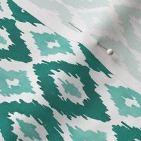 Small Watercolor Diamond Ikat in Sea Green with White Background
