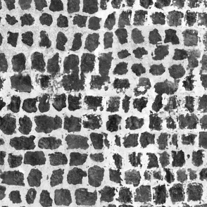 Watercolour Ancient Stone Wall in Black and White