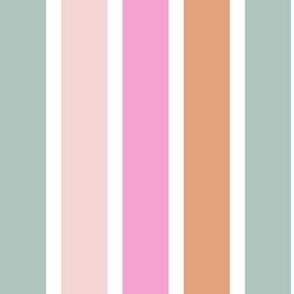 Pink, turquoise, white, orange and raspberry stripes - regular scale
