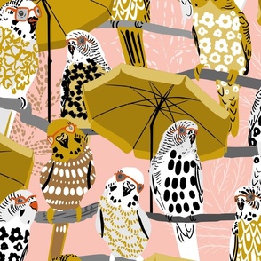 budgie on vacation blush pink - L