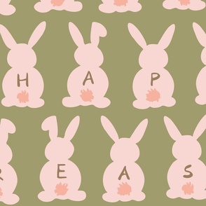 Happy Easter text - pink and sage // big scale