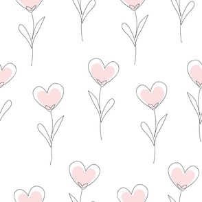 Heart shaped doodle flowers