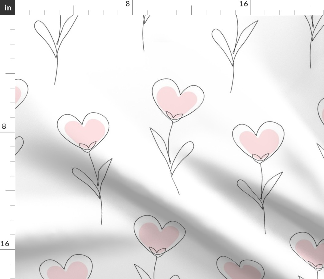 Heart shaped doodle flowers