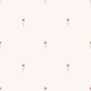 Heart shaped doodle flower seamless pattern, delicate and elegant