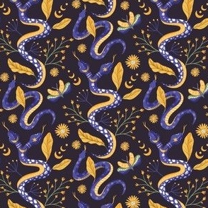 Magic blue snake floral art (small)