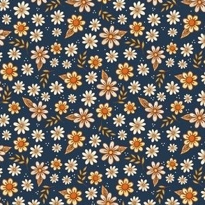 Small Scale Wildflowers on Navy