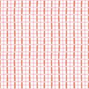 Gingham Party Plaid Pink and Orange
