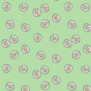 MINI daisy fabric - retro daisies design. - cute flowers mint