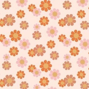 MINI daisy fabric - retro daisies design. - cute flowers boho