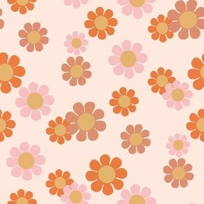 SMALL daisy fabric - retro daisies design. - cute flowers boho