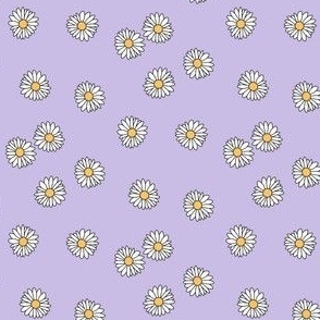 MINI daisy fabric - retro daisies design. - cute flowers purple