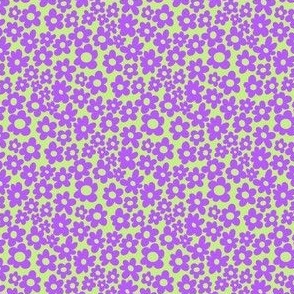 MINI groovy floral fabric - groovy 70s floral - purple and lime
