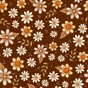Large Scale Wildflowers on Brown