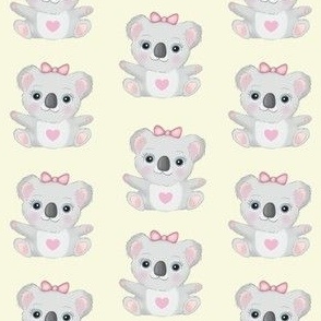 Cute Koala bear with pink accessories on cream