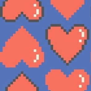 Red White and Blue Pixel Hearts