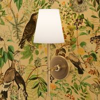 Antique Nostalgic Hand Painted Animals Falcon Birds fairytale in the magic mushroom and berries woodland forest  beige 