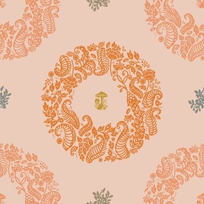 Midsummer scandi wreath_orange/pink_maximalist bohemian/trendy and feminine home decor.