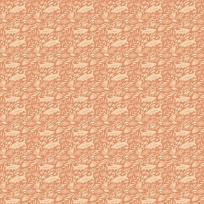 Wild Harvest / Extra Small Scale / 230102 - Wildlfe backgrounds with goose feathers, Salmon, Moths, Willow Leaves, Clover, Pinecones, Acorns in neutral beige tan and salmon pink