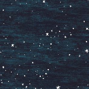 White stars, Large night sky stars on midnight blue // Celestial