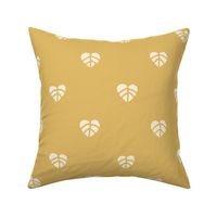 Aspen Love Large - Autumn Aspen Heart-Shaped Leaves in Cream White and Gold Yellow Ochre Print (24 inch wide repeat)