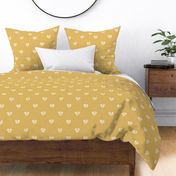 Aspen Love Large - Autumn Aspen Heart-Shaped Leaves in Cream White and Gold Yellow Ochre Print (24 inch wide repeat)