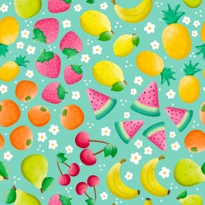 Large Scale Tropical Fruit Toss on Mint