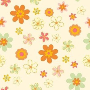 Far Out Floral Lg // Retro flowers and Outlines