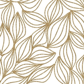 FAUX GOLD GLITTER LEAVES WHITE