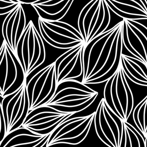 WHITE OUTLINE LEAVES BLACK