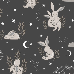 Star Bunny Dreams - on Charcoal (Large Scale)