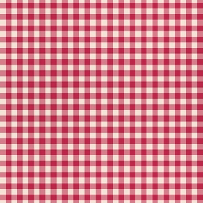 Red and White Checker Print With Your Choice Trim Color 1 Piece