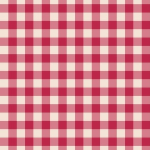 ca 1'' Viva Magenta Pantone Color of the Year 2023 + Off White Light Cream gingham check | Checkered  every Square ca 1  inch