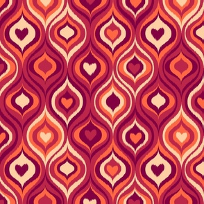 medium | Viva Magenta Love Ogee Ikat | Valentine's Day gift idea | Home decor, wallpaper trending color | Pantone Color of the year 2023