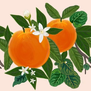 Orange and flowers pattern