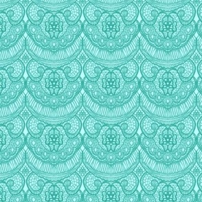 Teal Lace Fabric, Wallpaper and Home Decor